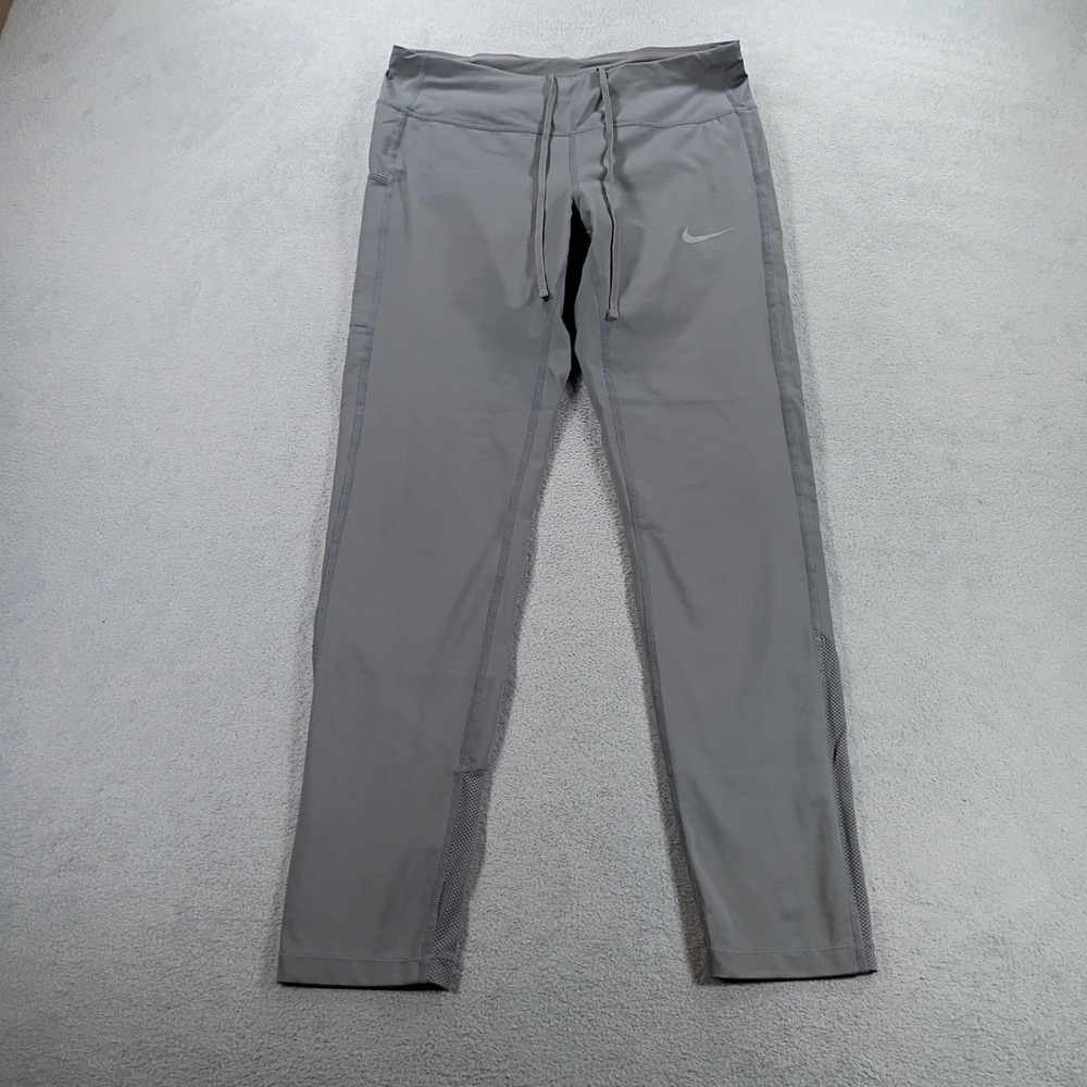 Nike Womens Dri-FIT Running Leggings Gray Medium Mesh Panels